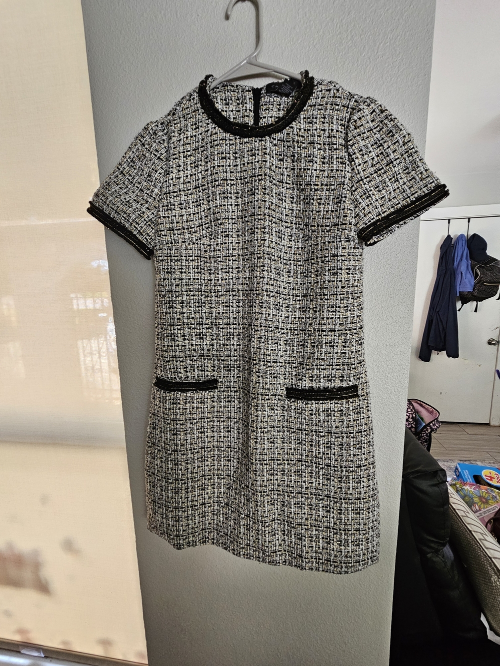 Classic Black & White Tweed Short Sleeve Dress